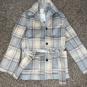 NWT H&M Plaid Peacoat!